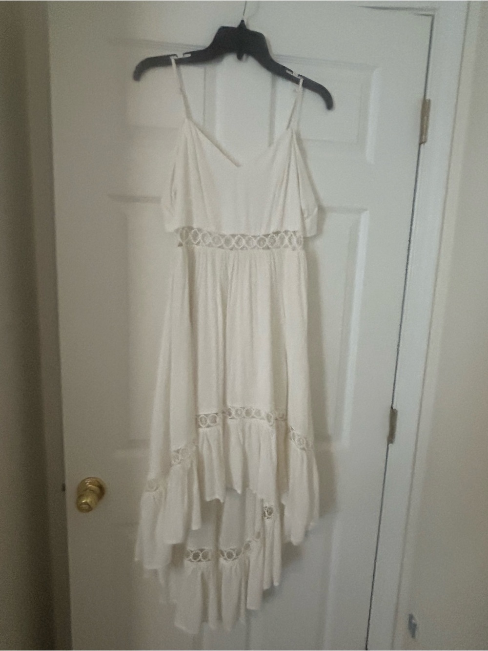 Main Strip Cream Smocked-Neck Maxi Dress